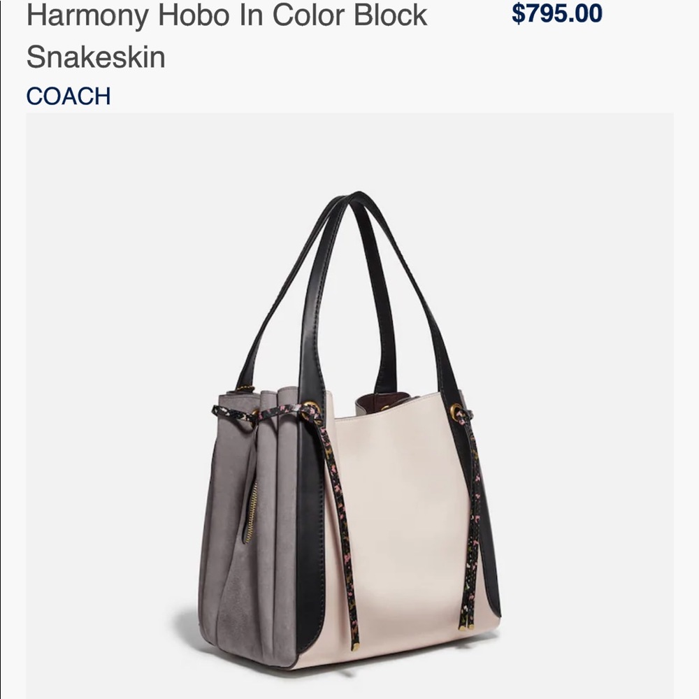Coach Harmony Hobo In Color Block Snakeskin NWOT